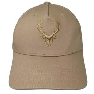 Bucked Up 5 Panel Hat Beige Gold One Size Snapback Embroidered Cotton Deer